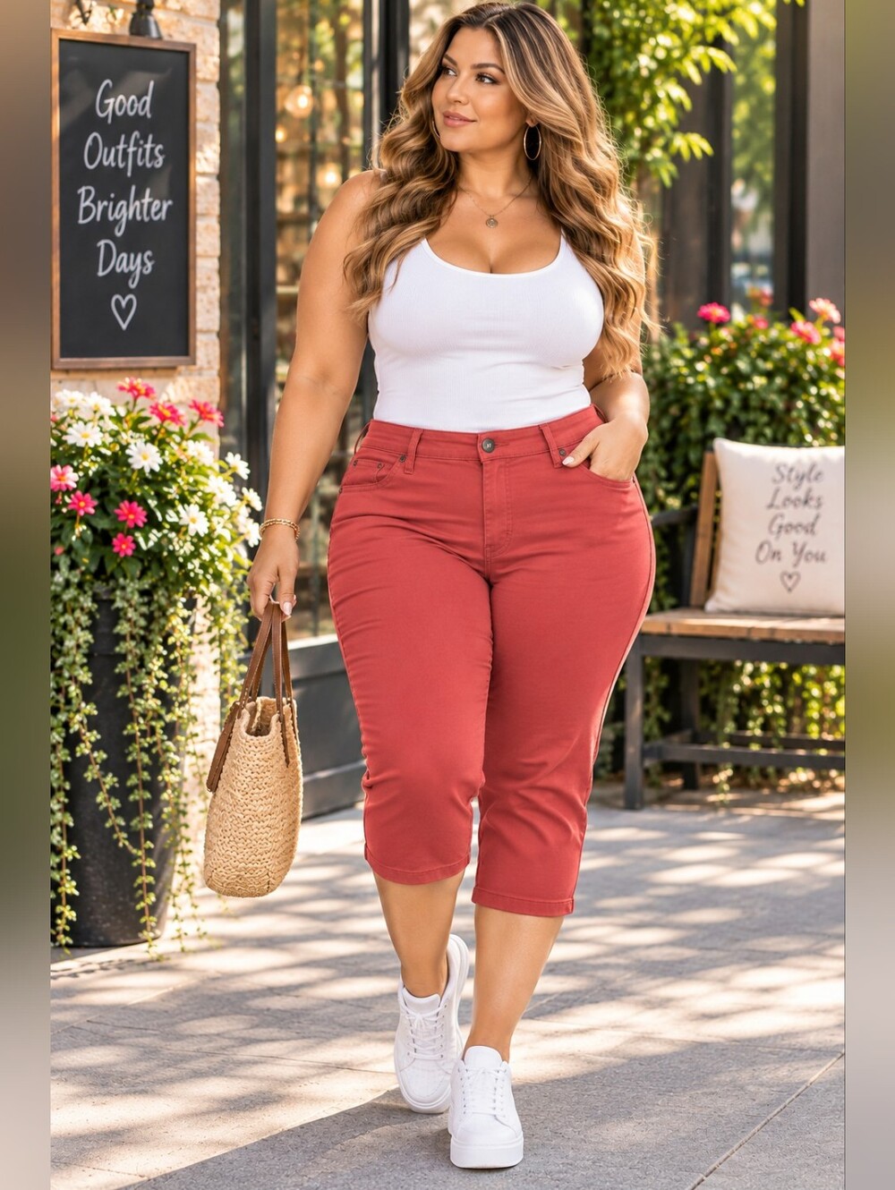 Lee Coral Pink Poppy Mid Rise Capri Jeans Plus Size 20M 🪸👖